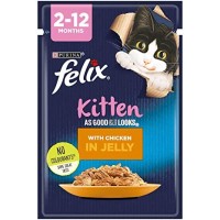  Purina Felix As Good as it Looks Kitten With Chicken in Jelly Wet Cat Food Pouch 85 g