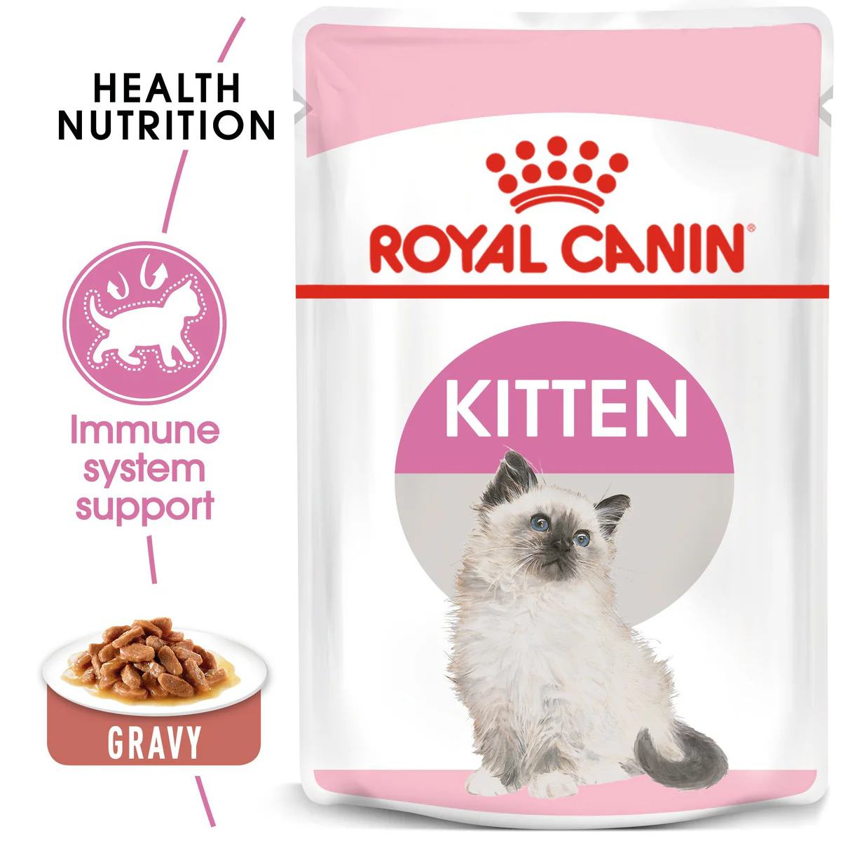 Royal Canin Kitten Instinctive in Gravy – premium wet food for kittens 4-12 months. Supports growth, immunity & is instinctively preferred for taste