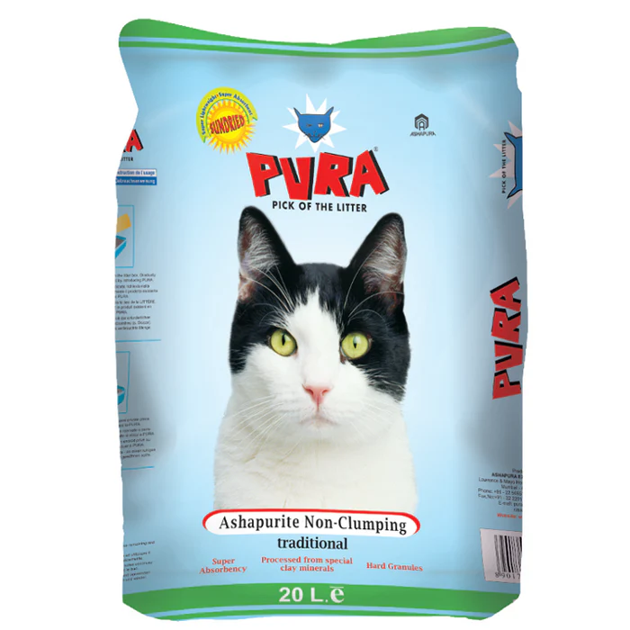 PURA Ashapurite non clumping cat litter 20 liter bag