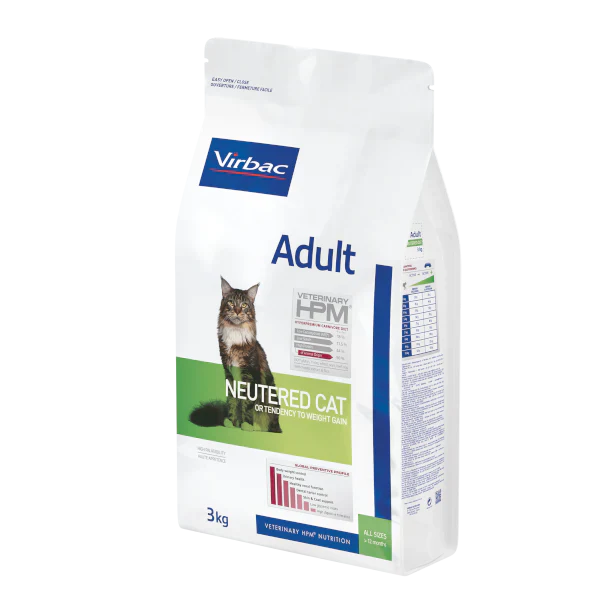 Virbac Veterinary HPM Adult Neutered Cat or Tendency to Weight Gain 3kg bag - High Protein Low Carb Cat Food Egypt